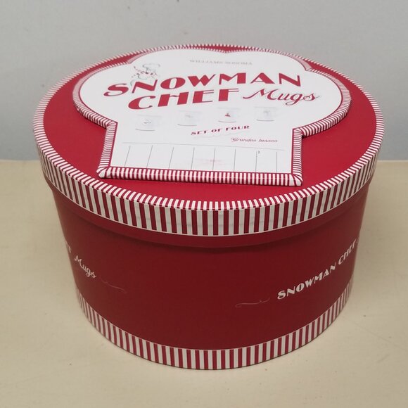 Williams-Sonoma Snowman Chef Set of Four Footed Mugs New in Box - Picture 2 of 10